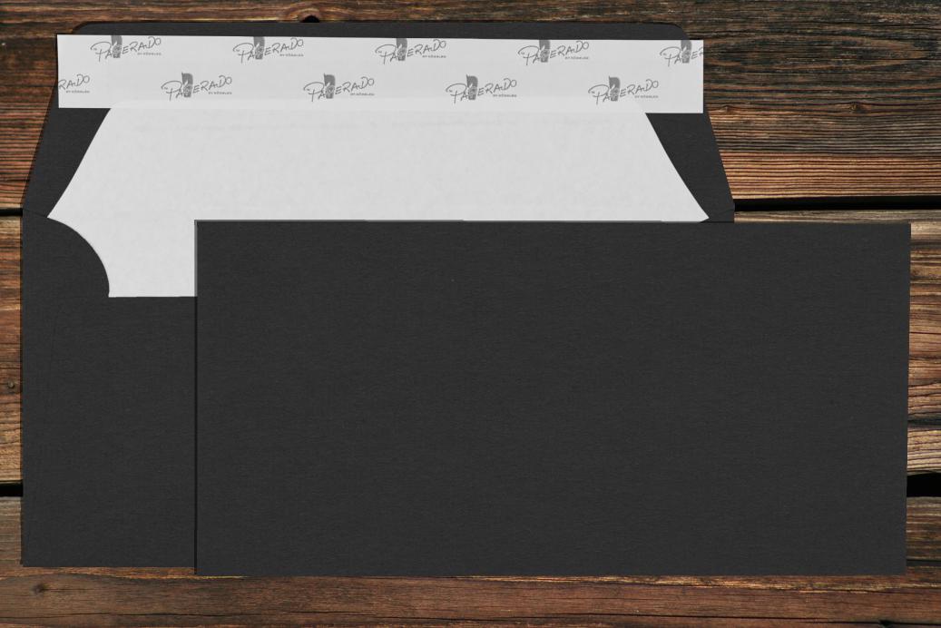 Briefhüllen mit Seidenfutter DL 110x220 mm Haftklebend Schwarz gerippt 100 g/qm